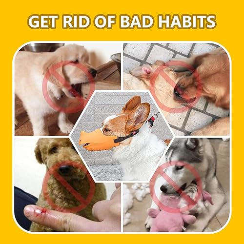 Miniatura 3 de Augegel Bozal para perro para morder y masticar, bozal antimordeduras, material de silicona transpirable y correa ajustable, adecuado para perros