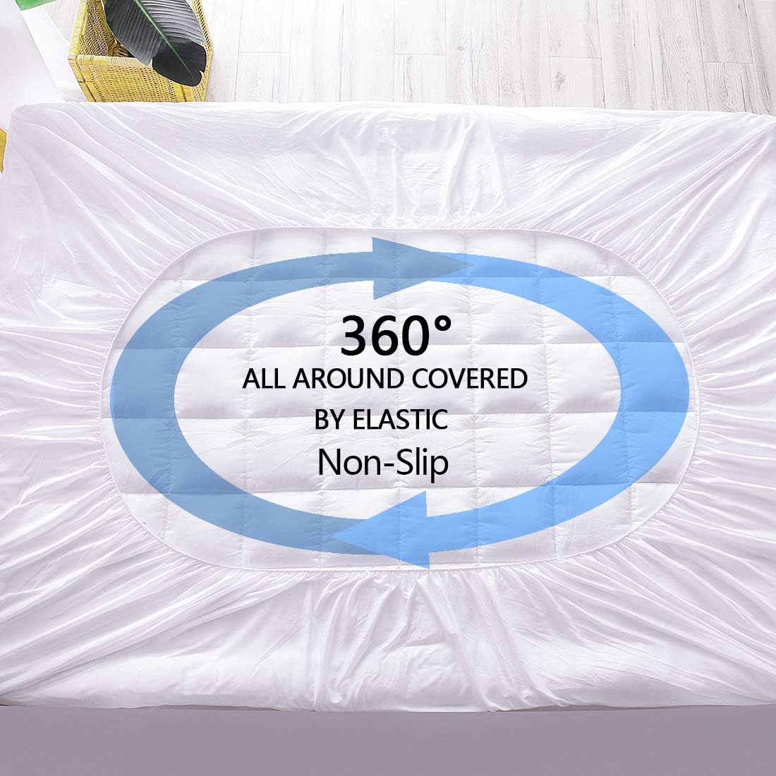MINCOCO Ultra Thick(500GSM) Cotton Mattress Pad - Deep Pocket Mattress Cover (8"-22")- Overfilled Mattress Toppe