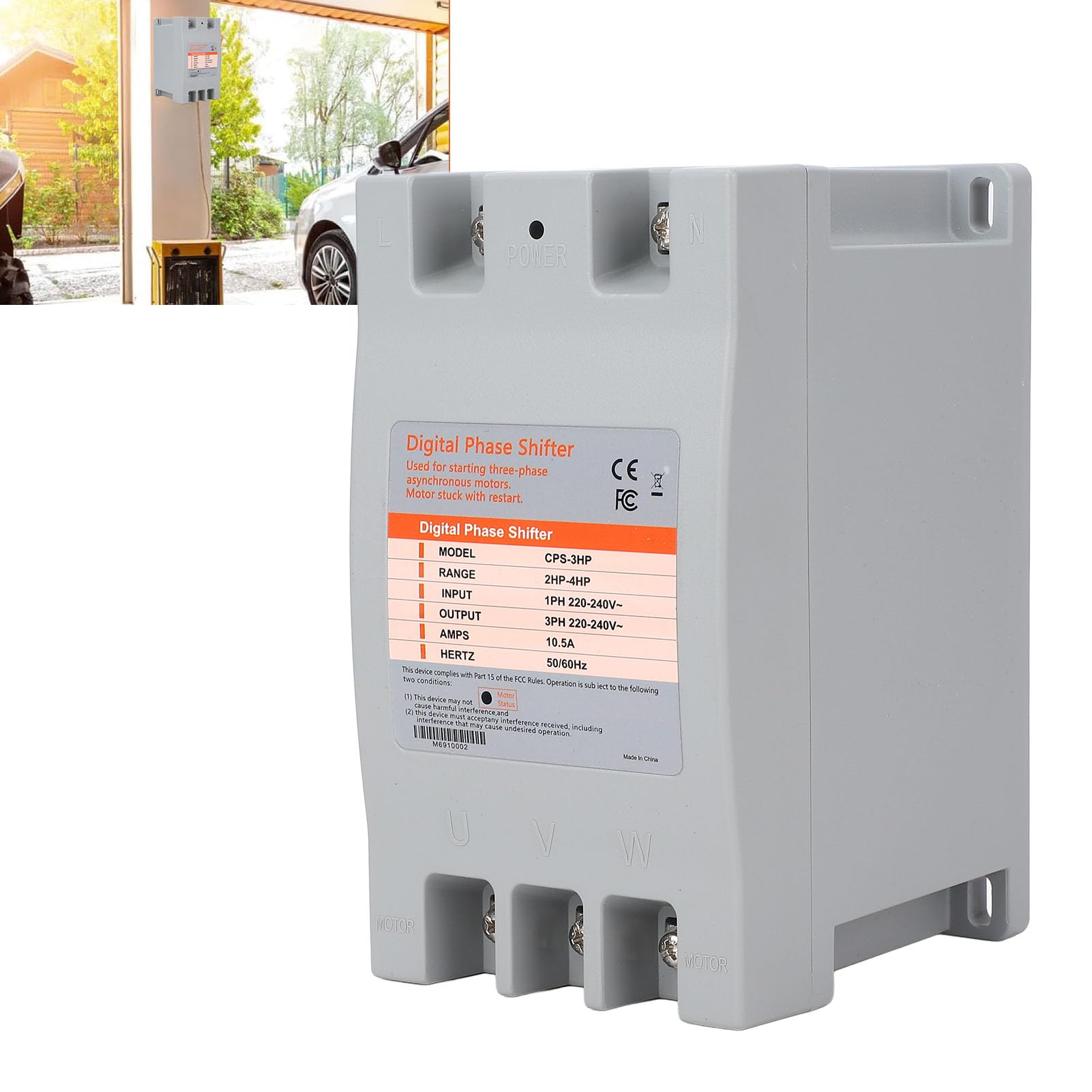 Convertisseur Monophasé à Triphasé, 1,5-3 kW 220-240 V AC Déphaseur Numérique Industriel pour Moteurs Outils Électriques et Équipements Mécaniques