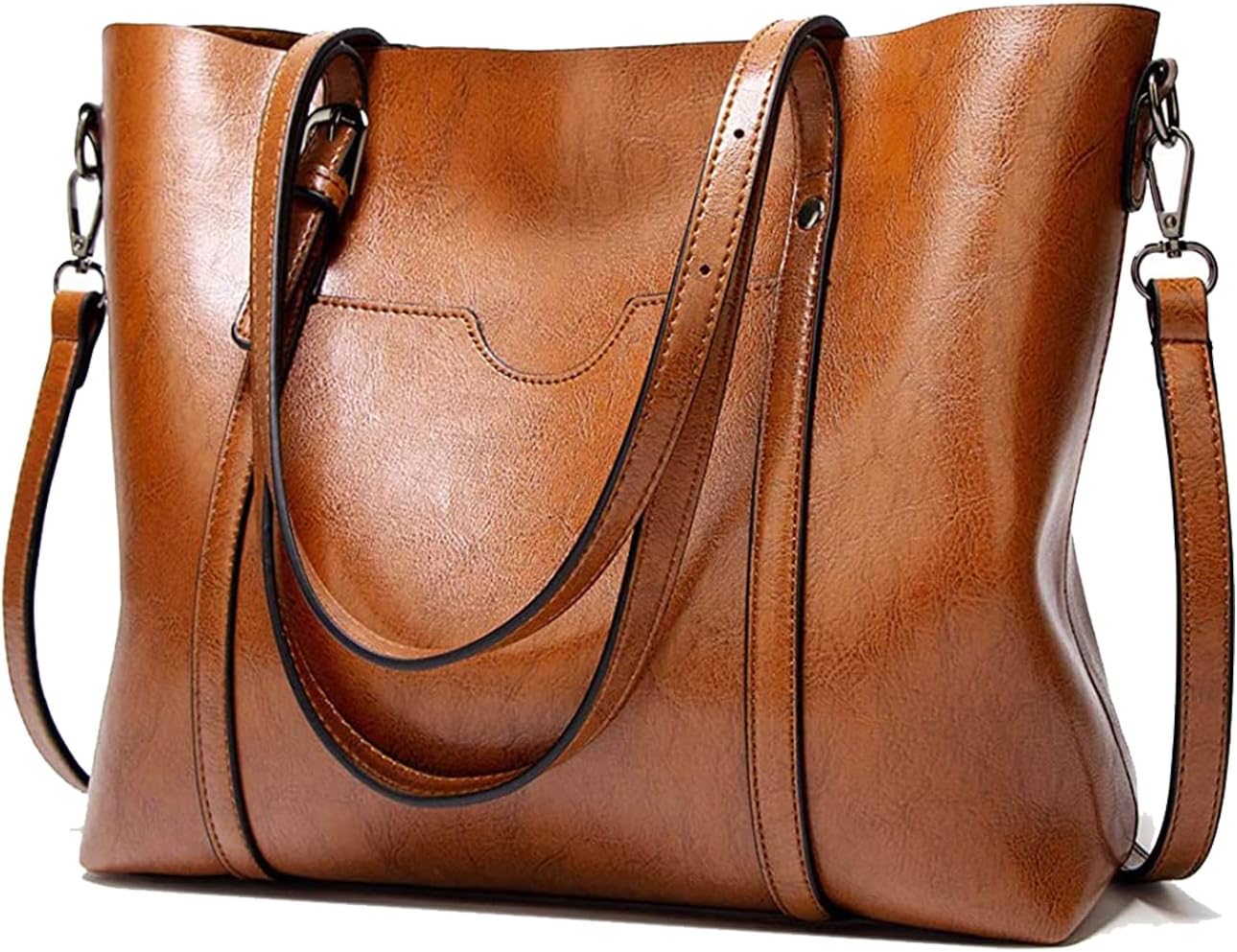 Amfyn Women's Faux Leather Large Shoulder Zipper Handbag (Light Blue)