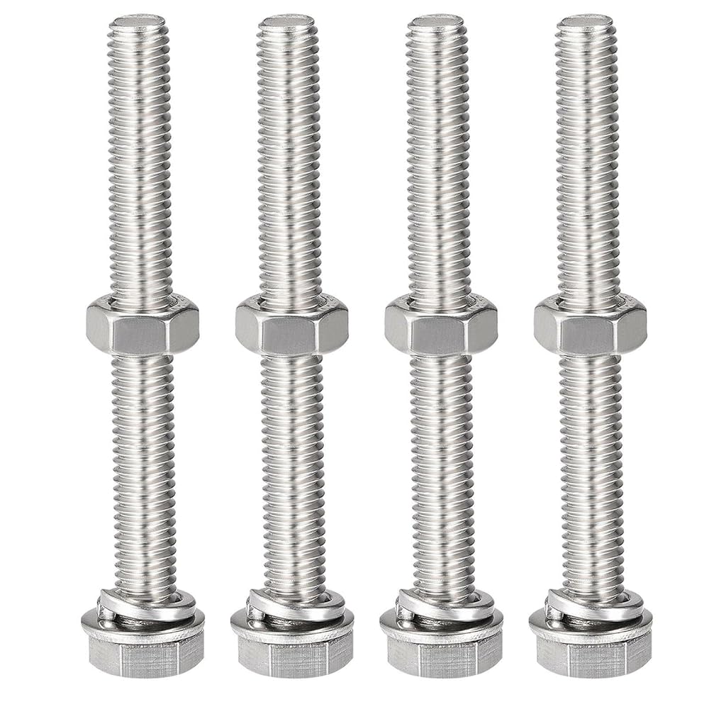 M8 x 70mm Hex Head Screws, Bolts, Nuts & Washers Kit - 4 Complete Sets