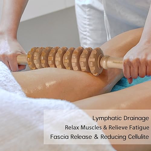 Miniatura 6 de Herramientas de masaje de terapia de madera para masaje fascial, celulitis y dolores musculares, rodillo de masaje multifuncional para piernas y
