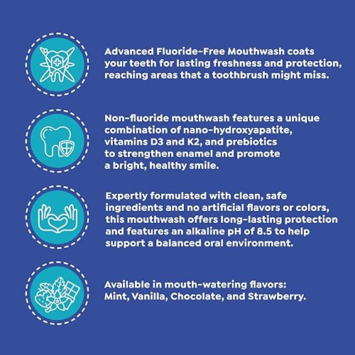 Miniatura 2 de SuperMouth Enjuague bucal sin flúor, enriquecido con prebióticos y nano-hidroxiapatita, fórmula alcalina para un esmalte fuerte y equilibrio oral,
