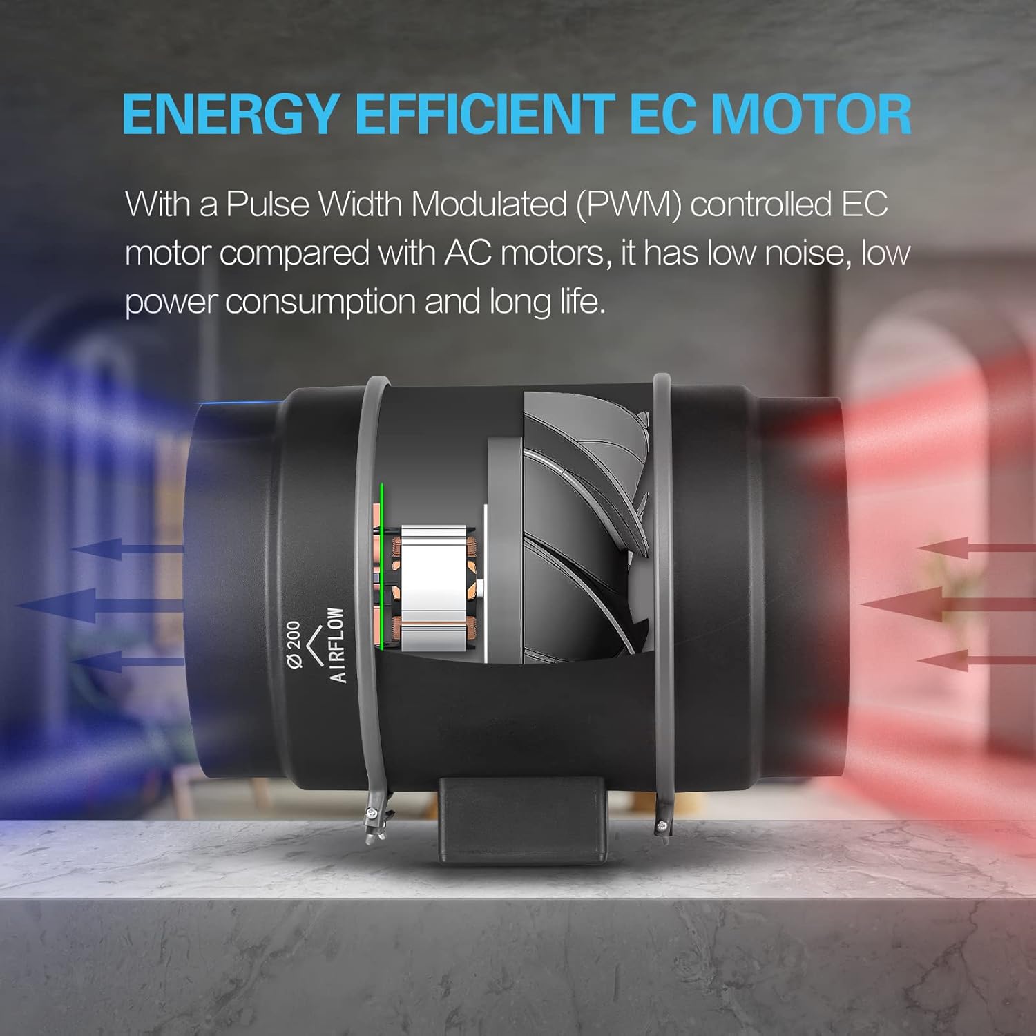 Buy iPower Quiet 6 Inch Inline Duct Ventilation Fan with Temperature