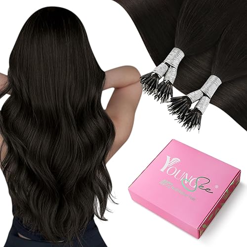 YoungSee Nano Hair Extensions Dark Brown Real Hair Nano Bead Human Hair Extensions Brown Nano Tip Extensions Human Hair Brown Cold Fusion Hair 1g Nano Rings Hair Extensions Double Drawn 24inch 50s 50g