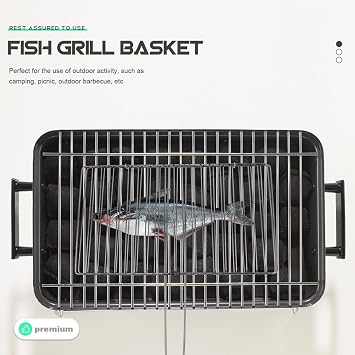Hemoton Stainless Steel Fish Grill Basket 16.33X16.14 Inch with Heat-Resistant Handle for Outdoor Camping Picnic Bbq Cooking Grilling Accessories
