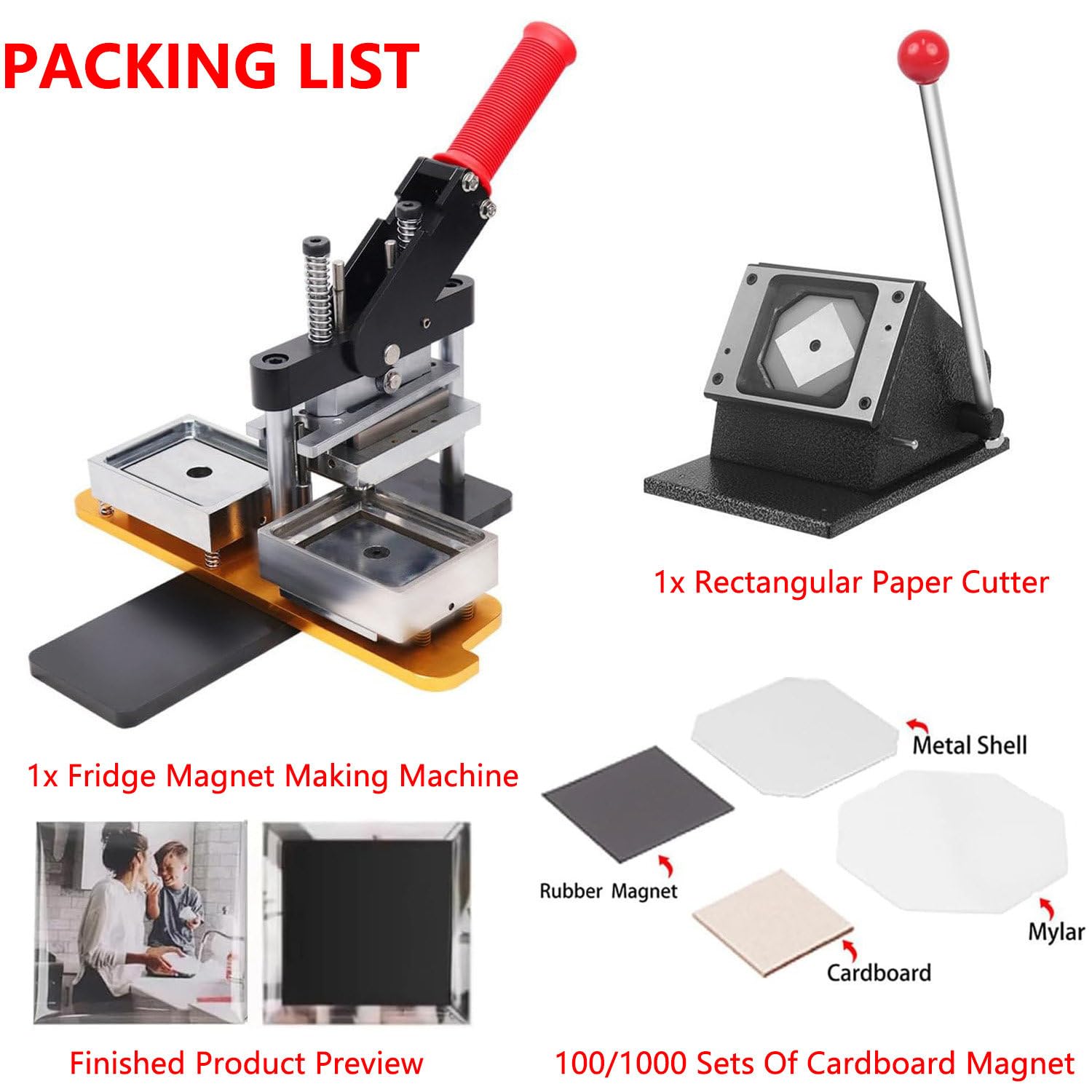 MRKU 2x2 Zoll quadratische Kühlschrankmagnete (50x50 mm) zum Selbermachen von Foto-Kühlschrankaufklebern mit Magnetpresse