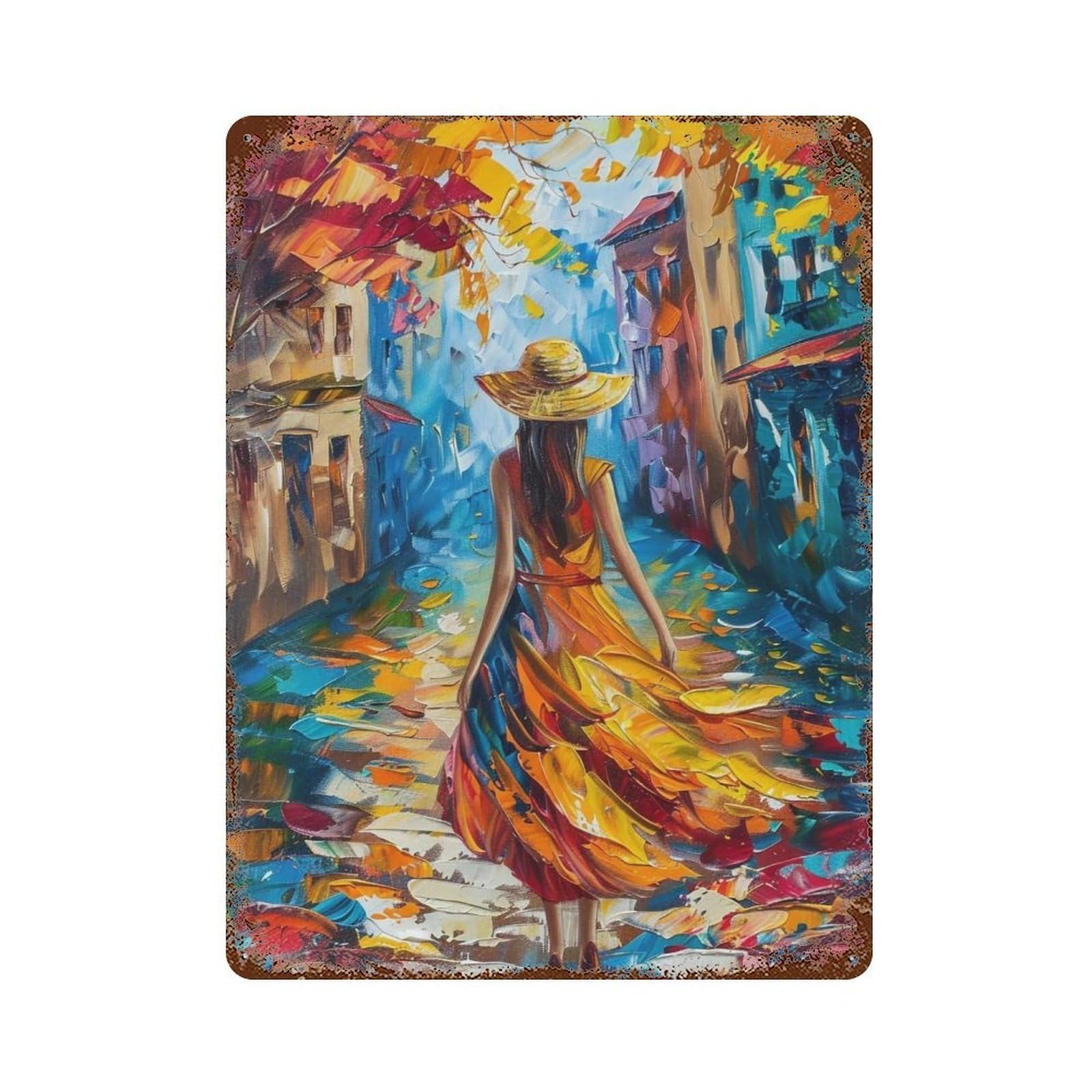 Hduryeyryy Multicolour Autumn Town Wanderer 04 Wall Retro Iron Vintage Art Metal Tin Sign Poster Modern Home Cofffee Club Art Bar Shop Decor 40X30cm