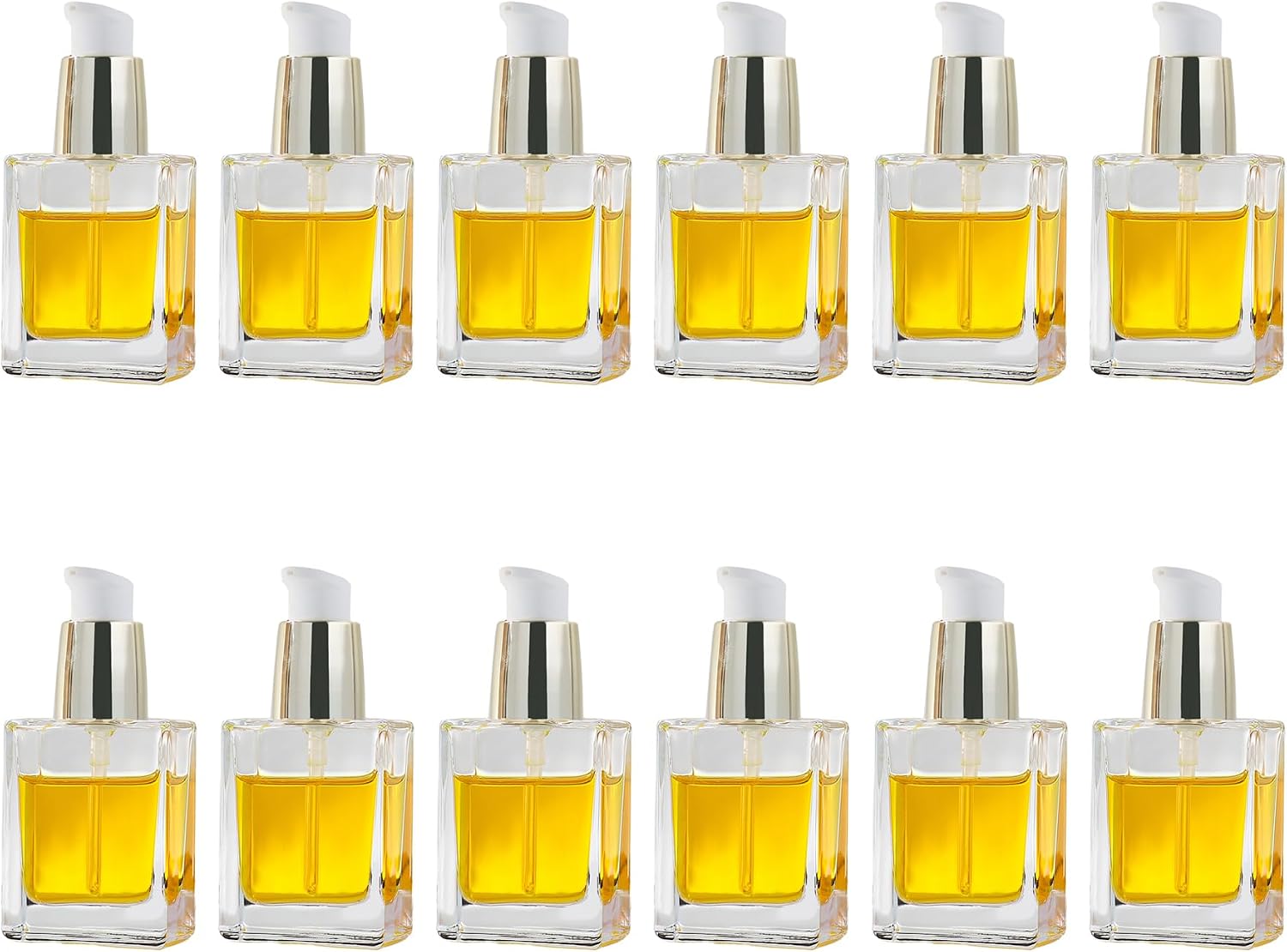 30Ml Square Glass Essential Oil/Dropper Bottles with 18/415 Threaded Glass Droppers, Leak-Proof Travel Bottles, Set of 6 (Gold)