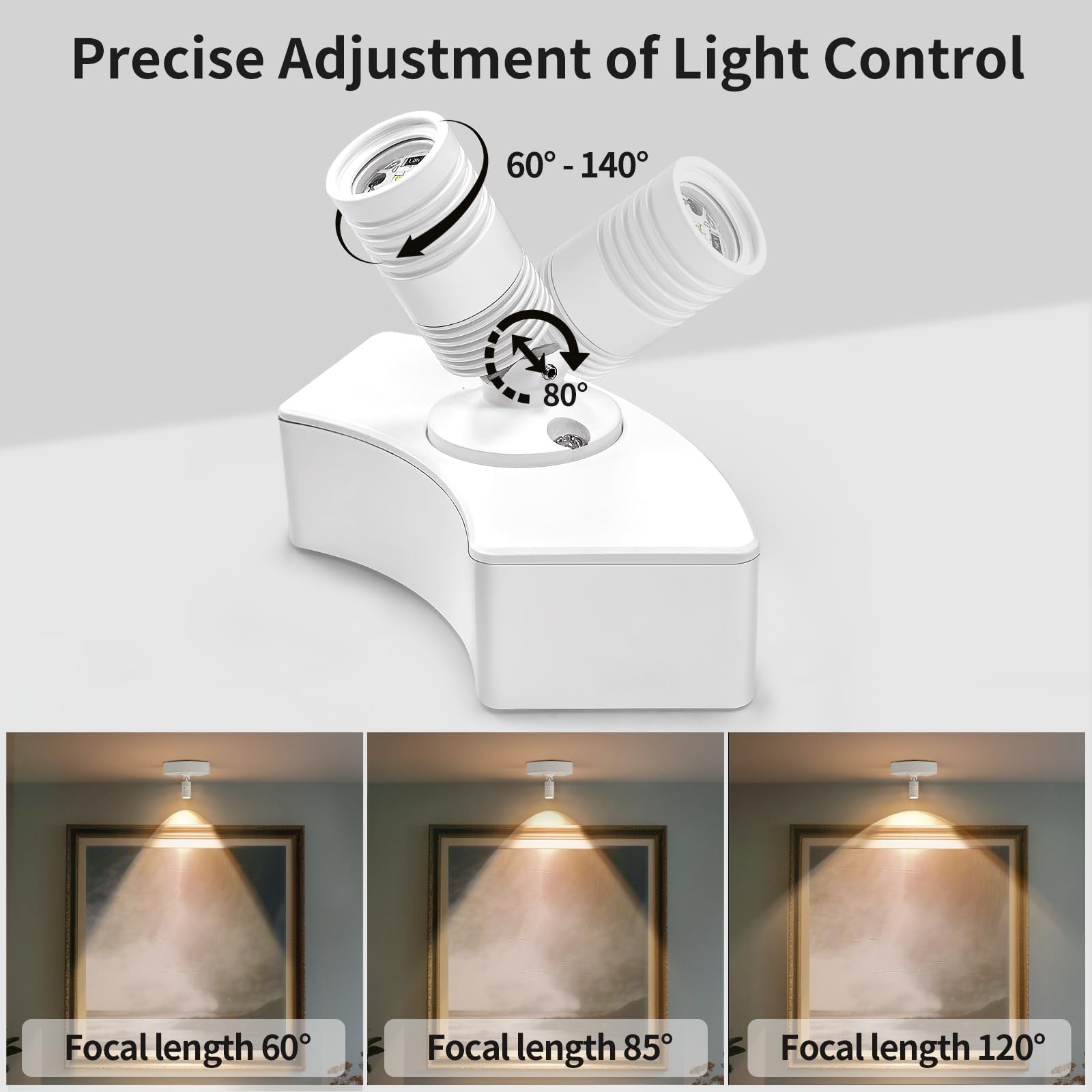 PEESIN Zoomable Spot Lights Indoor, Dimmable Uplighting Indoor with Remote and Timer, Rechargeable Art Lighting for Paintings Wireless, White Mini Spotlight for Tree Plants (1 Pack)