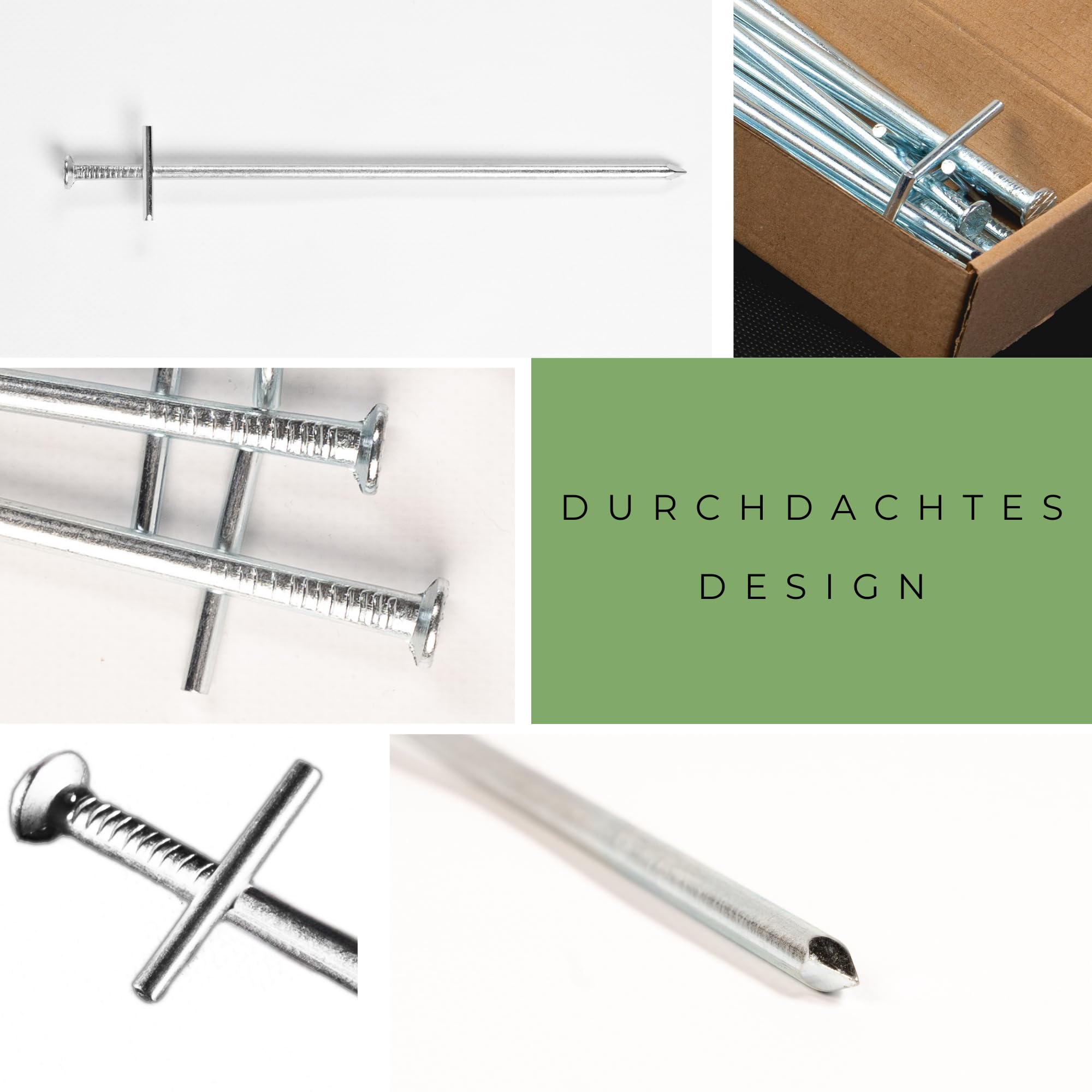 Lot de 15 Piquets de Tente 23 cm en Acier Galvanisé - Sardines de Fixation Sol – Piquet T Profil de Camping Longues - Ø 6 mm - Idéal pour Le Jardin, Le Camping et Les tentes