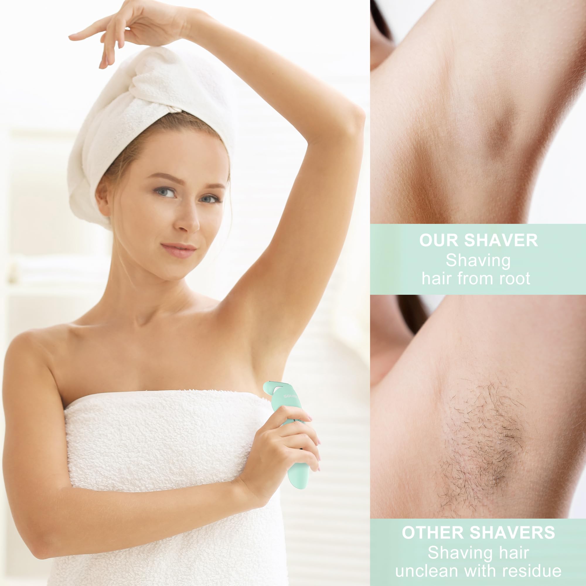 Solimpia Electric Shaver for Women Electric Razor for Arm Leg Armpit Bikini Cordless Portable Painless Electric Shaver IPX6 Waterproof USB Rechargeable Dry Wet - Image 4