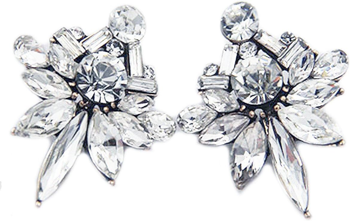 Art Deco Antique Vintage Gatsby Style Marquise Bridal Wedding Formal Rhinestone Cluster Statement Earrings