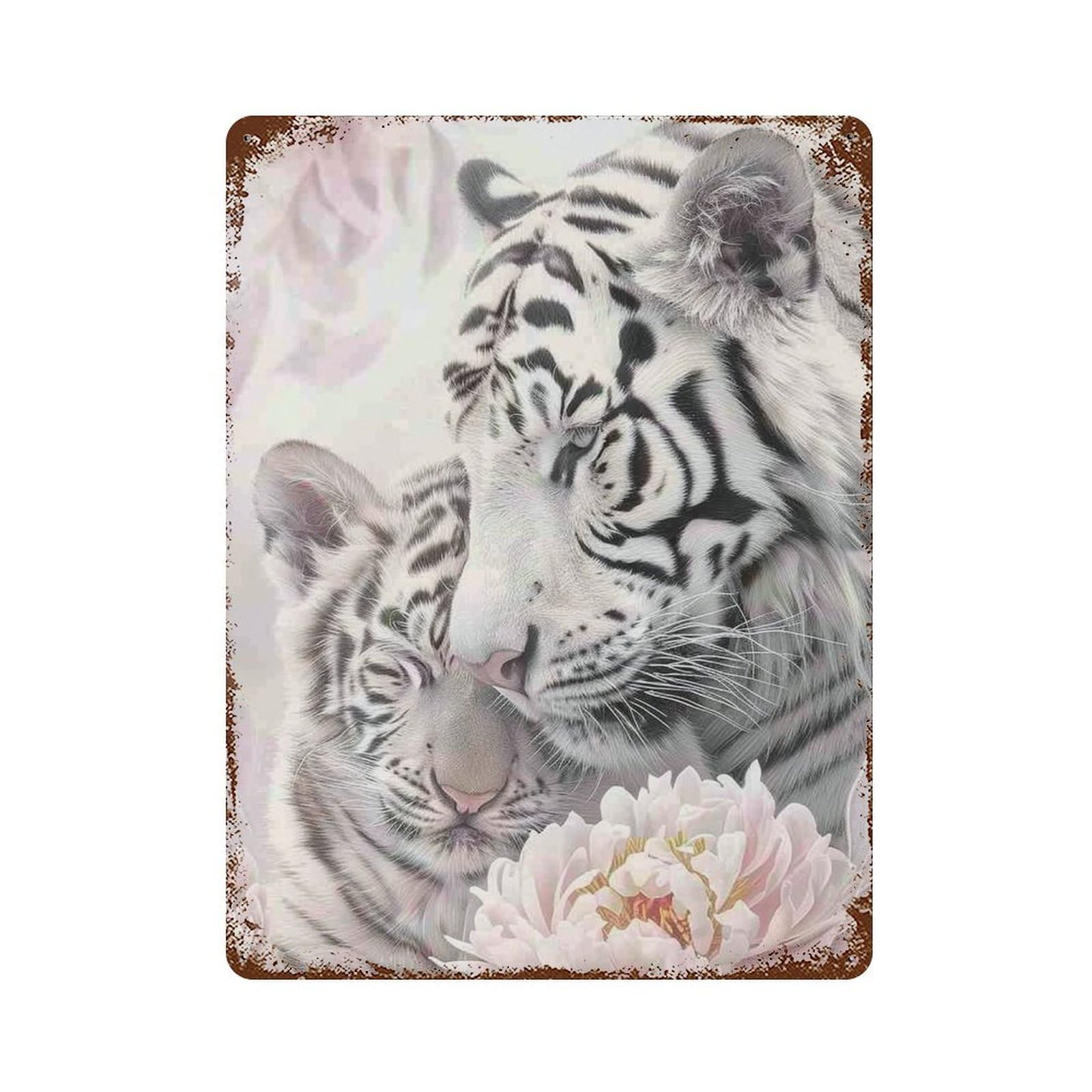 HDURYEYRYY Mother Tiger’s Warm Embrace 04 Wall Retro Iron Vintage Art Metal Tin Sign Poster Modern Home Cofffee Club Art Bar Shop Decor Style 40x30cm