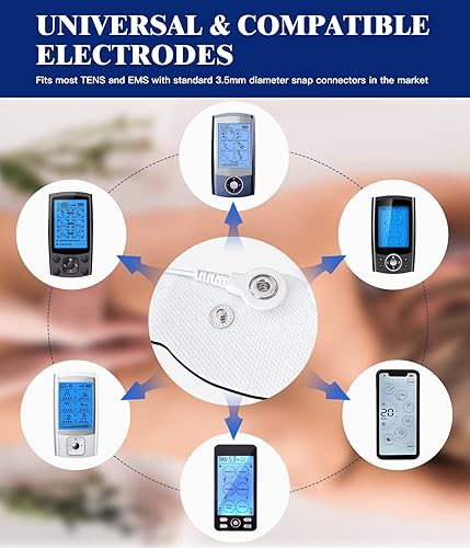 Miniatura 4 de Paquete de 20 almohadillas de electrodos TENS, reutilizables, autoadhesivas, sin látex, no irritantes, para masajeador TENS con conector estándar de
