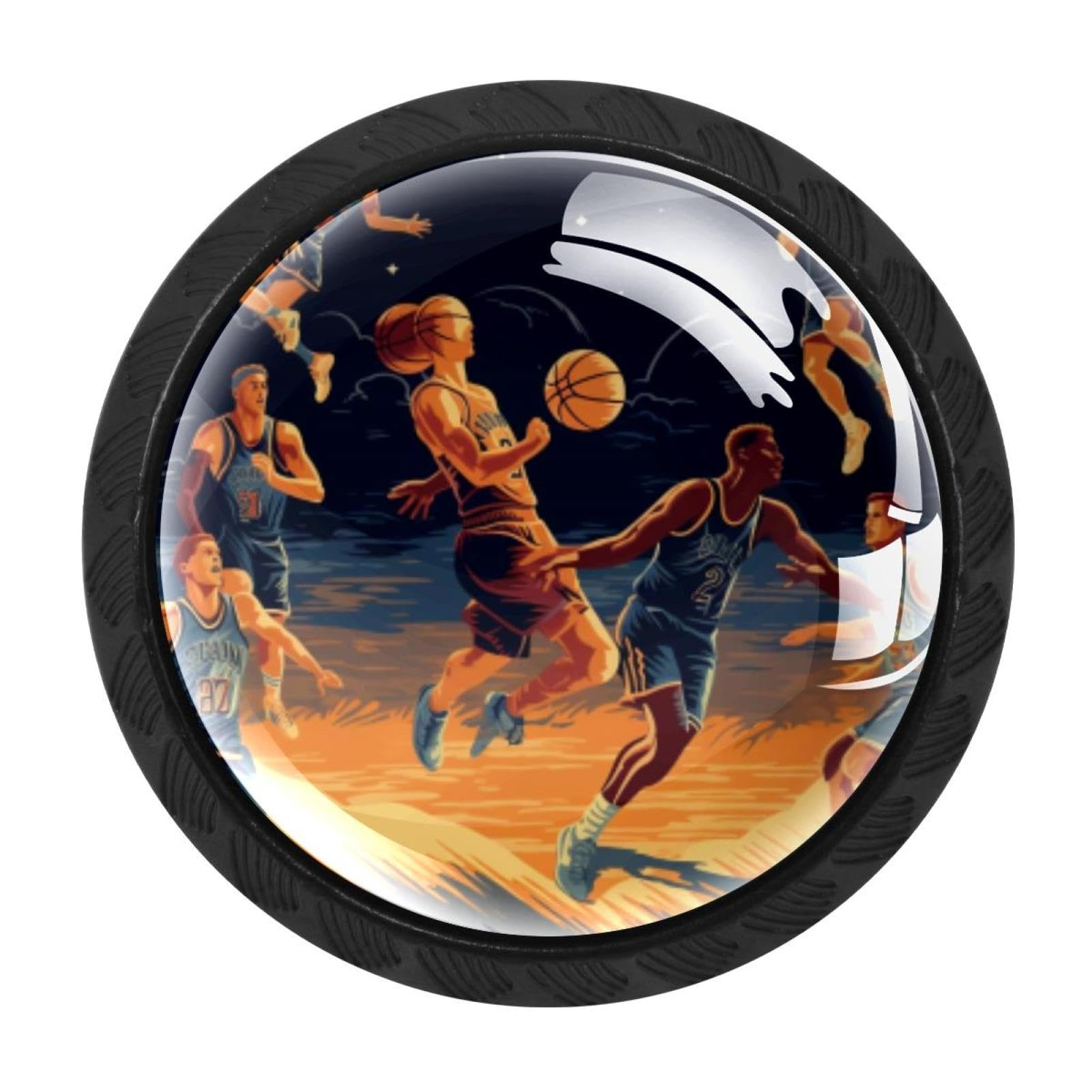 Chenzzzz Multicolored 09 4 Pack Basketball Dresser Drawer Cabinet Knobs Round Crystal Glass Knobs Pulls Handles For Kitchen Wardrobe Cupboard Door Hardware