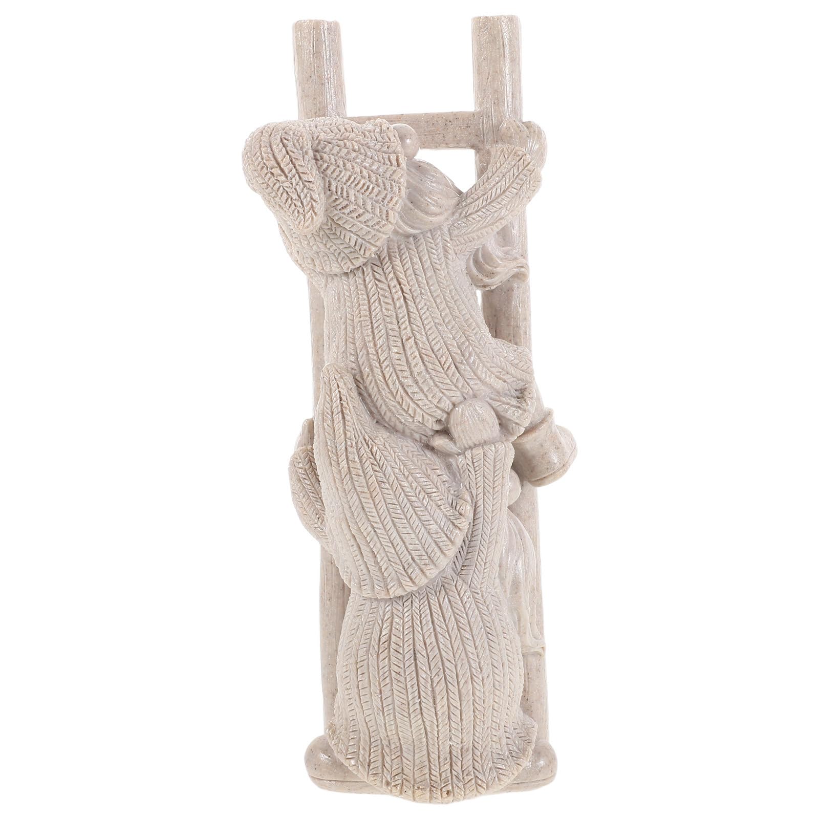 Statue de Gnome de Jardin en Résine Beige, Gnomes Grimpeurs D'échelle