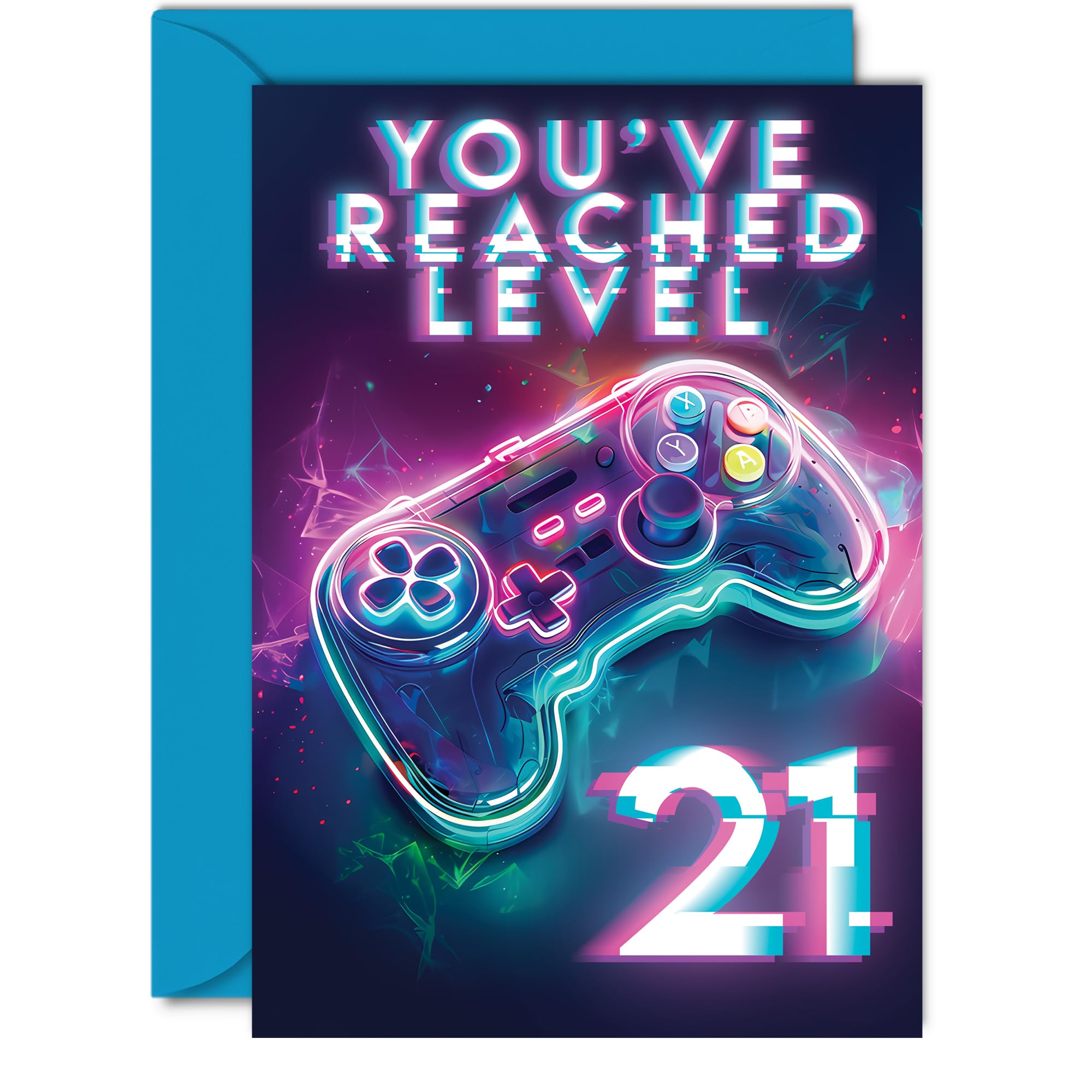 21st Gamer Birthday Cards for Women and Men, You've Reached Level 21