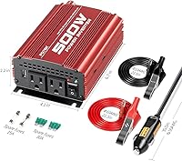 Vista 2 de POTEK - Inversor de corriente para automóvil de 500W, DC 12V a AC 110V, con 2 tomas de corriente AC y puerto USB de 2A
