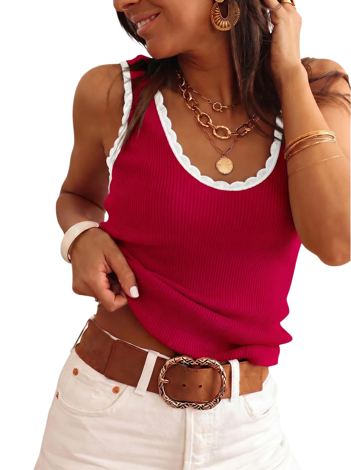 Tankaneo Womens V Neck Tank Tops 2026 Sleeveless Ribbed Knit Shirts Summer Casual Sexy Sweater Vest