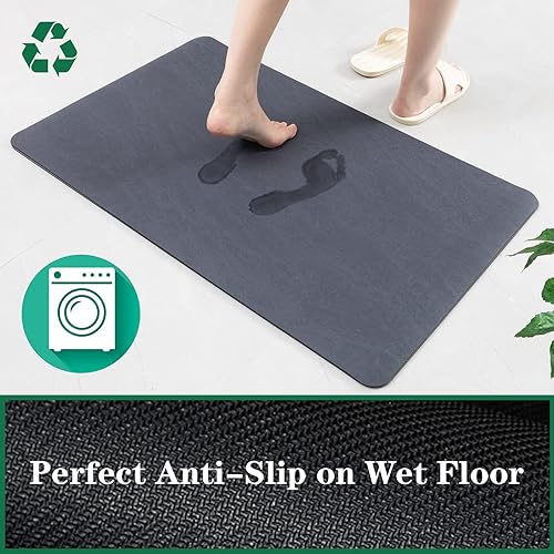 Miniatura 4 de Alfombrilla de baño de tierra de diatomeas, suave, de secado rápido, antideslizante, tapete de ducha súper absorbente y lavable