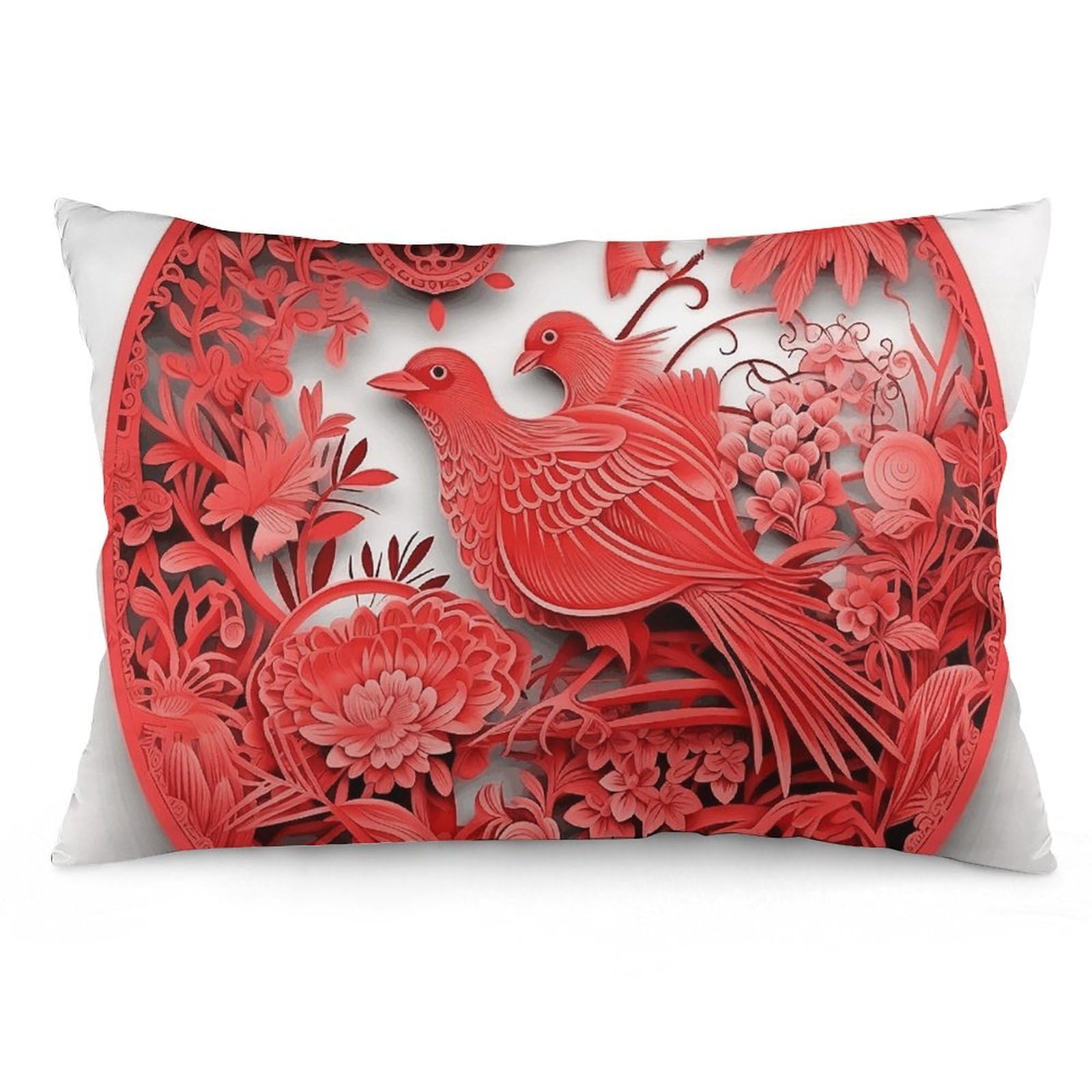 2 Pack Pillow Cases for Hair and Skin, Soft Breathable Pillow Case Covers with Hidden Zipper, Bird and Paper Cutout Pillowcase 12 "x20 Pillow Covers for Sleeping Gift