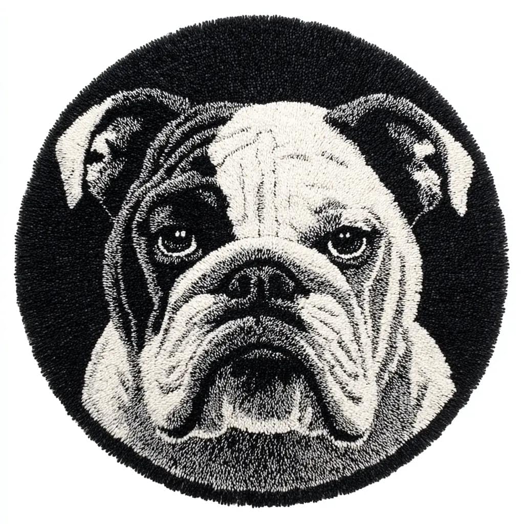WallustrioaW Round Latch Hook Rug Kits Dog for Adults and Starter 50 * 50Cm