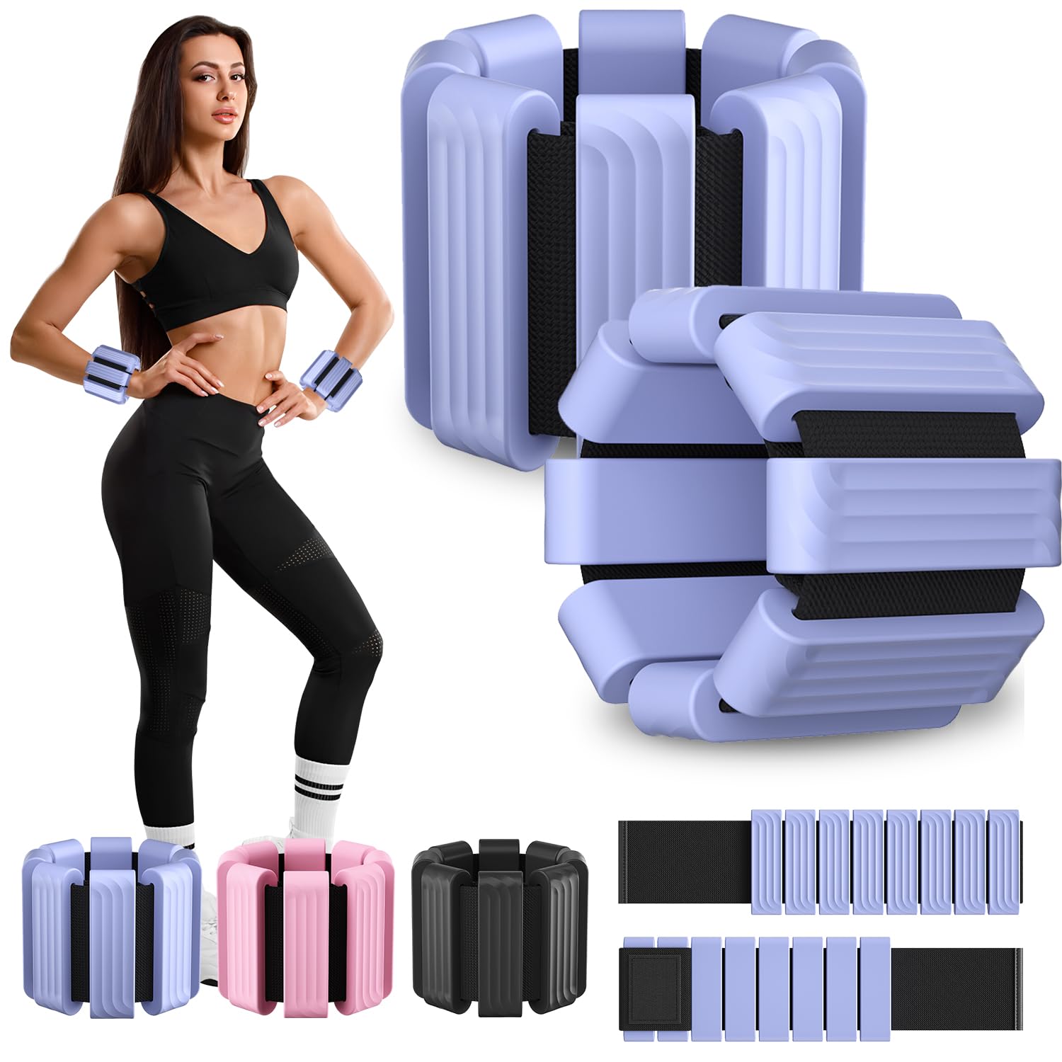 Giiyr Ankle Weights for Women Men,Adjustable Wrist Weights Set of 2(1lb Each),Wearable leg weights/arm weights，Wrist & Ankle Weights Bracelet for Yoga,Pilates,Running, Fitness,Physical Therapy (Blue)