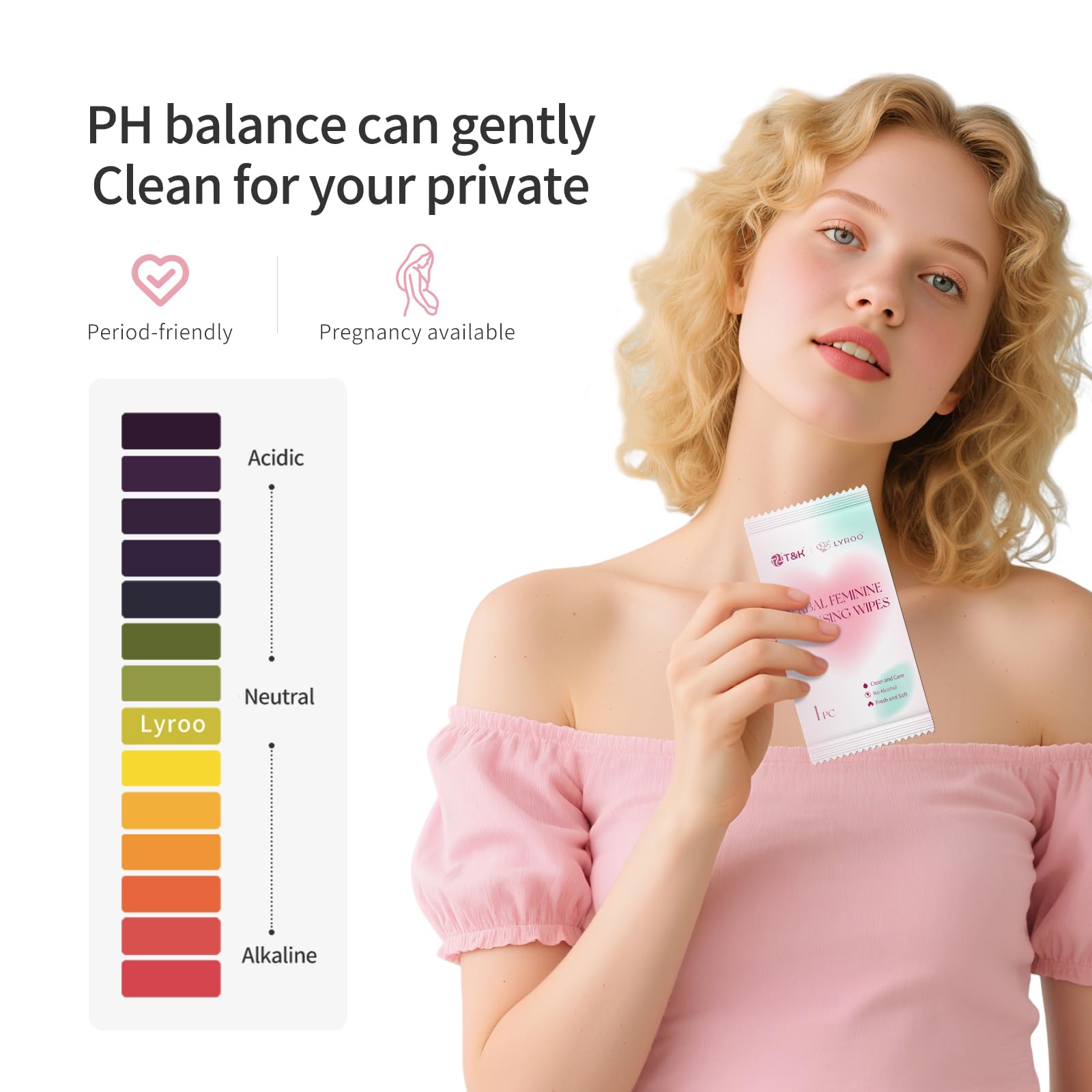 T&K Herbal Feminine Wipes - 10 Individually Wrapped, pH Balanced Intimate Care with Natural Botanicals for Sensitive Skin, Gentle Daily Use