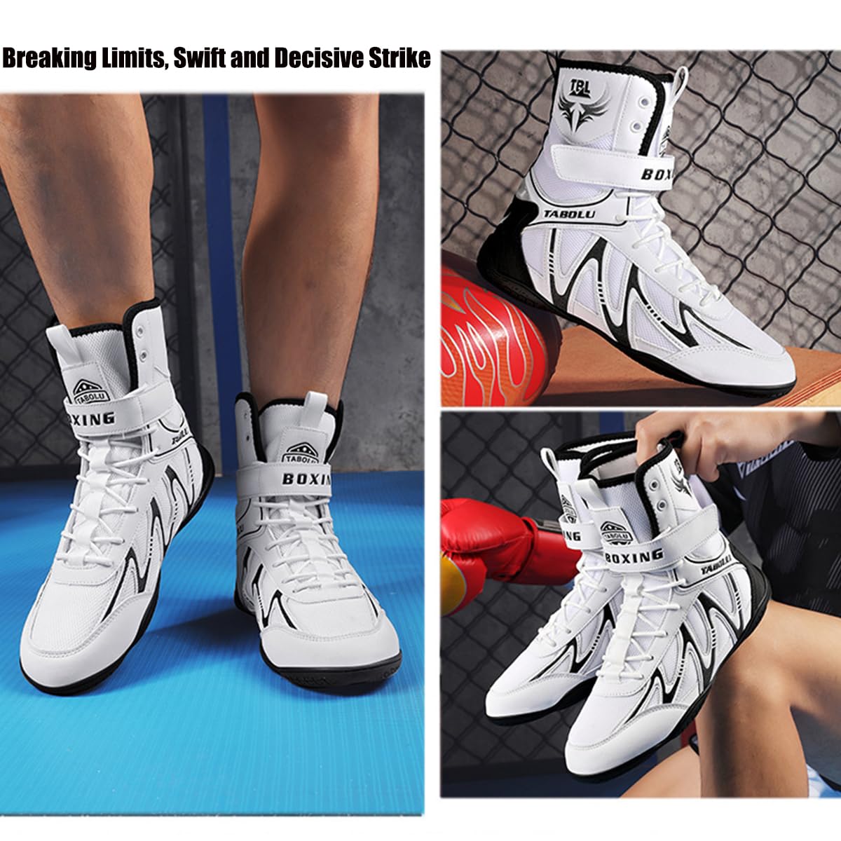 Zapatillas De Boxeo para Hombre Zapatos de Deportivas Artes Marciales Transpirables Antideslizantes Botas De Fitness Interiores para Lucha Libre Sentadillas