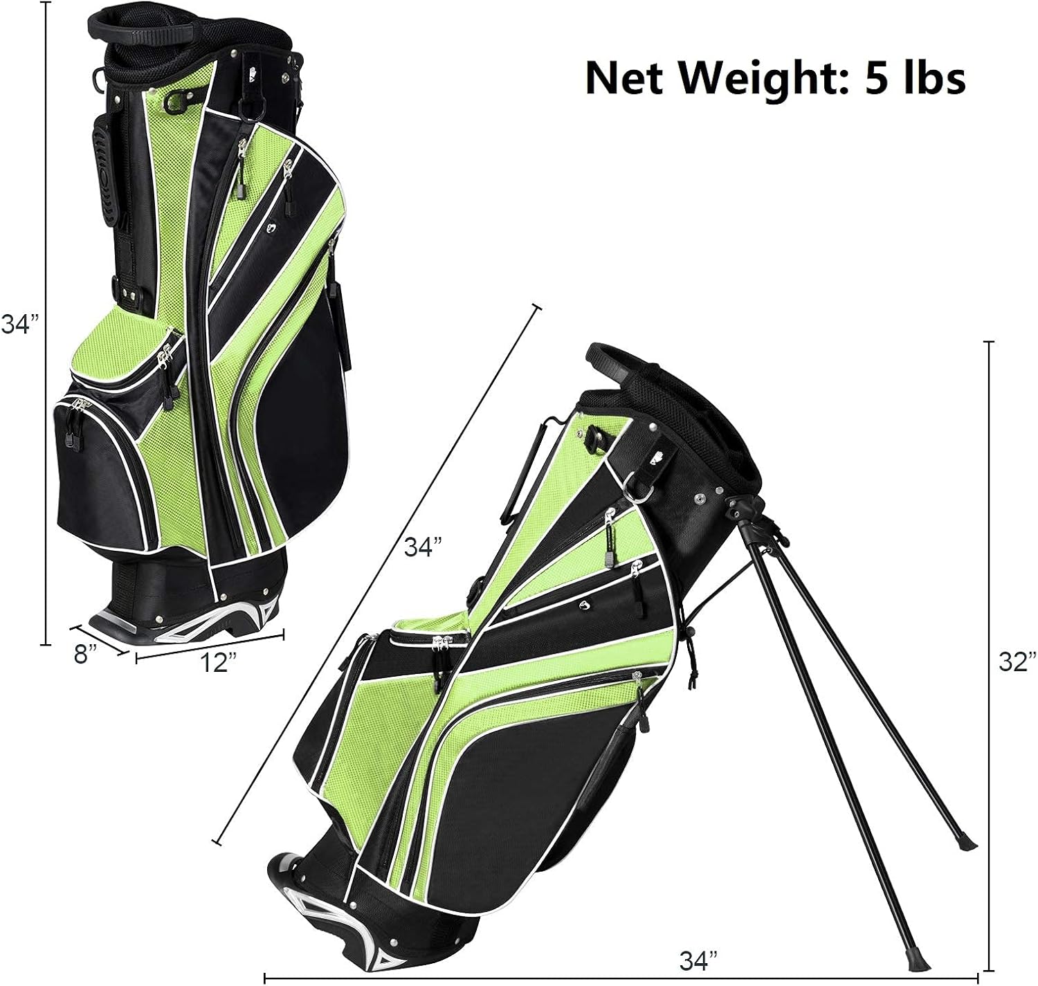 Mayjooy Golf Stand Bag, Portable Carry Golf Bag w/Ergonomic Dual Straps & 6 Way Top Divider, Lightweight Carry Organizer Pocket w/Umbrella Ring, Ideal for Men & Women