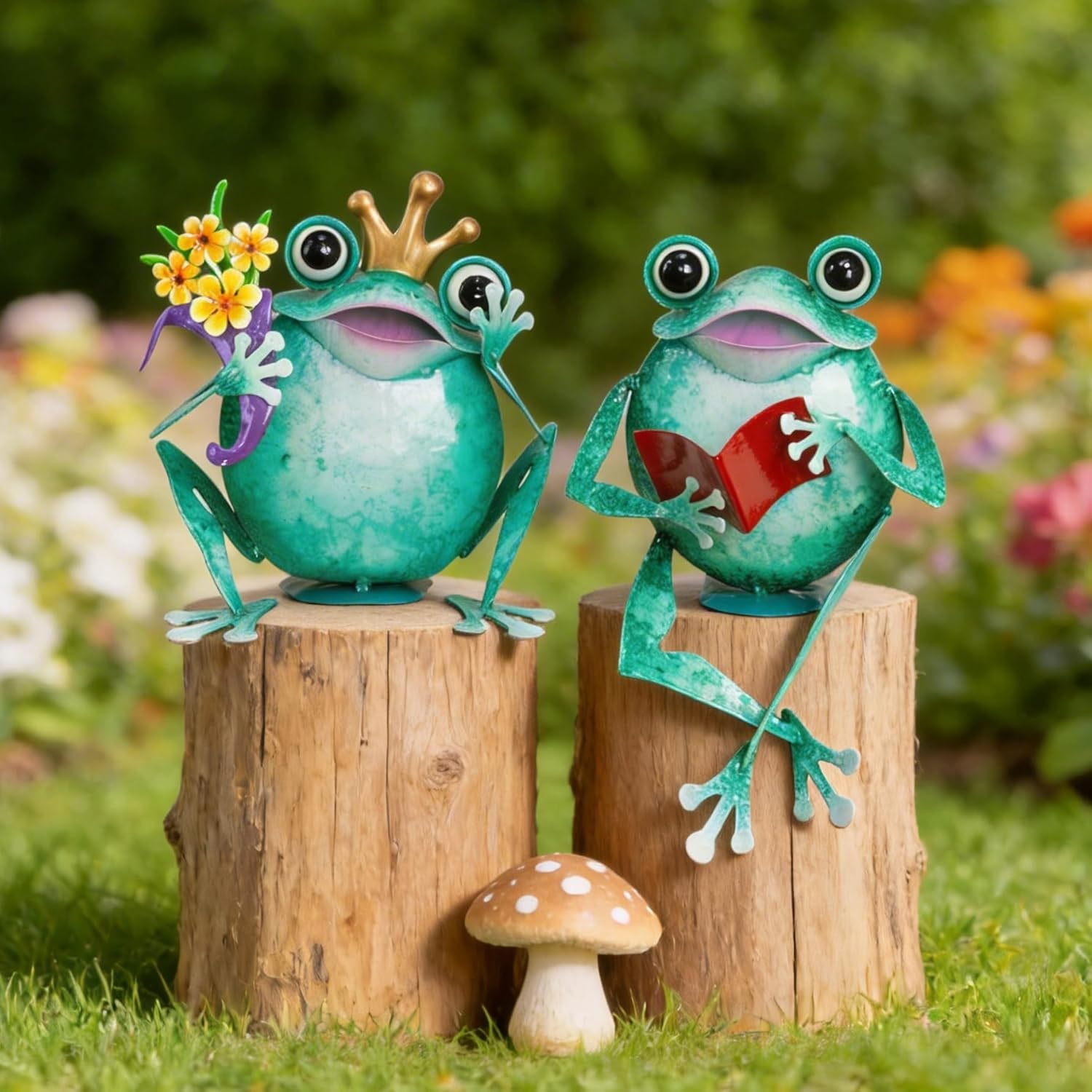 Ratuor Frog Statue Garden Outdoor Decor Metal Frog Yard Art Sculpture Lawn Ornaments for Backyard Pond Patio Porch Outside Decorations