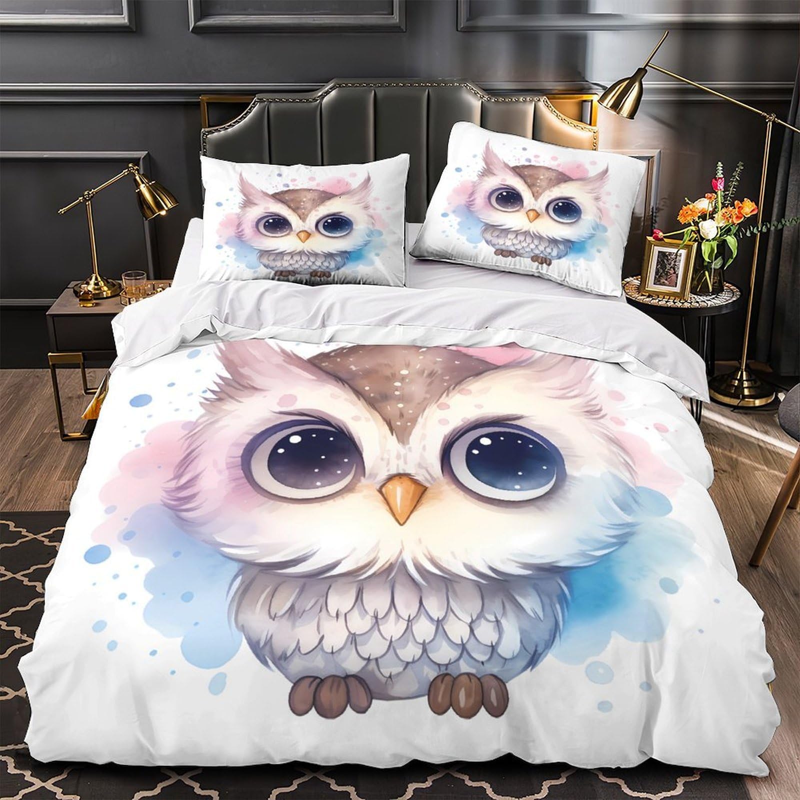 Housse de couette 135x200 microfibre anti-allergique imprimée