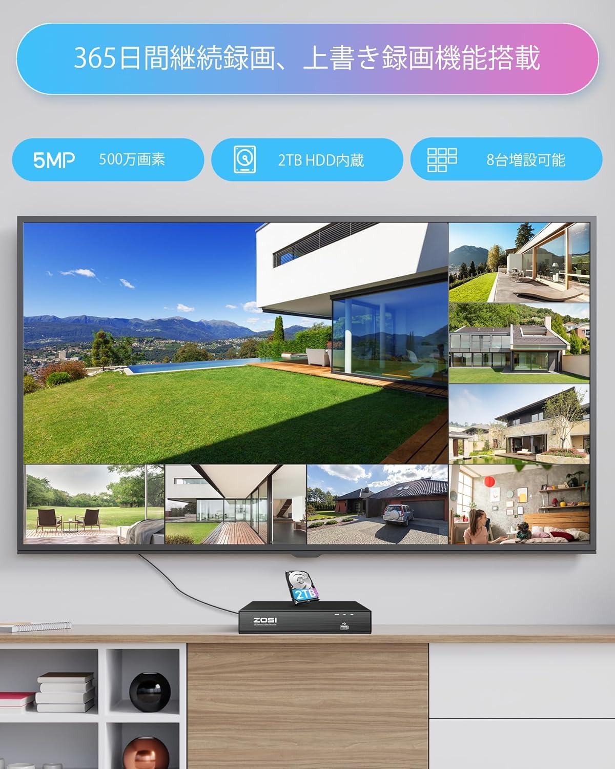 Amazon.co.jp: 【4K800万画素録画機 遠隔監視】3K 500万画素 poe防犯