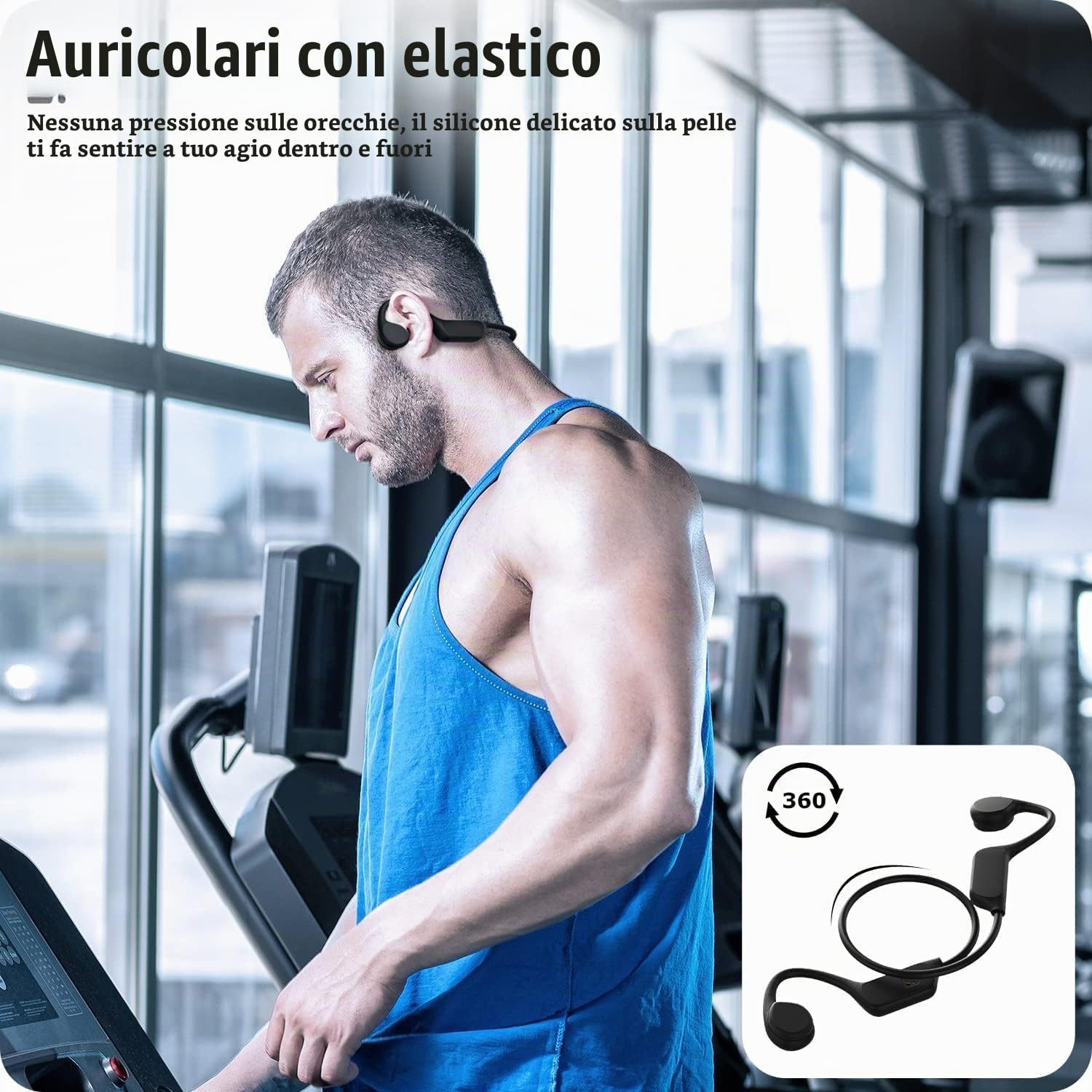 Cuffie a Conduzione Ossea Auricolari Nuoto, Impermeabile IPX8, Lettore MP3 32GB, Bluetooth 5.3, Auricolari Sportivi Senza Fili Aperti, Microfono Integrato