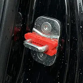 Almofadas amortecedoras de bloqueio de porta de carro, pacote com 4 amortecedores de borracha para amortecimento de ruído, kit de redução de porta de fácil instalação para veículos (vermelho)