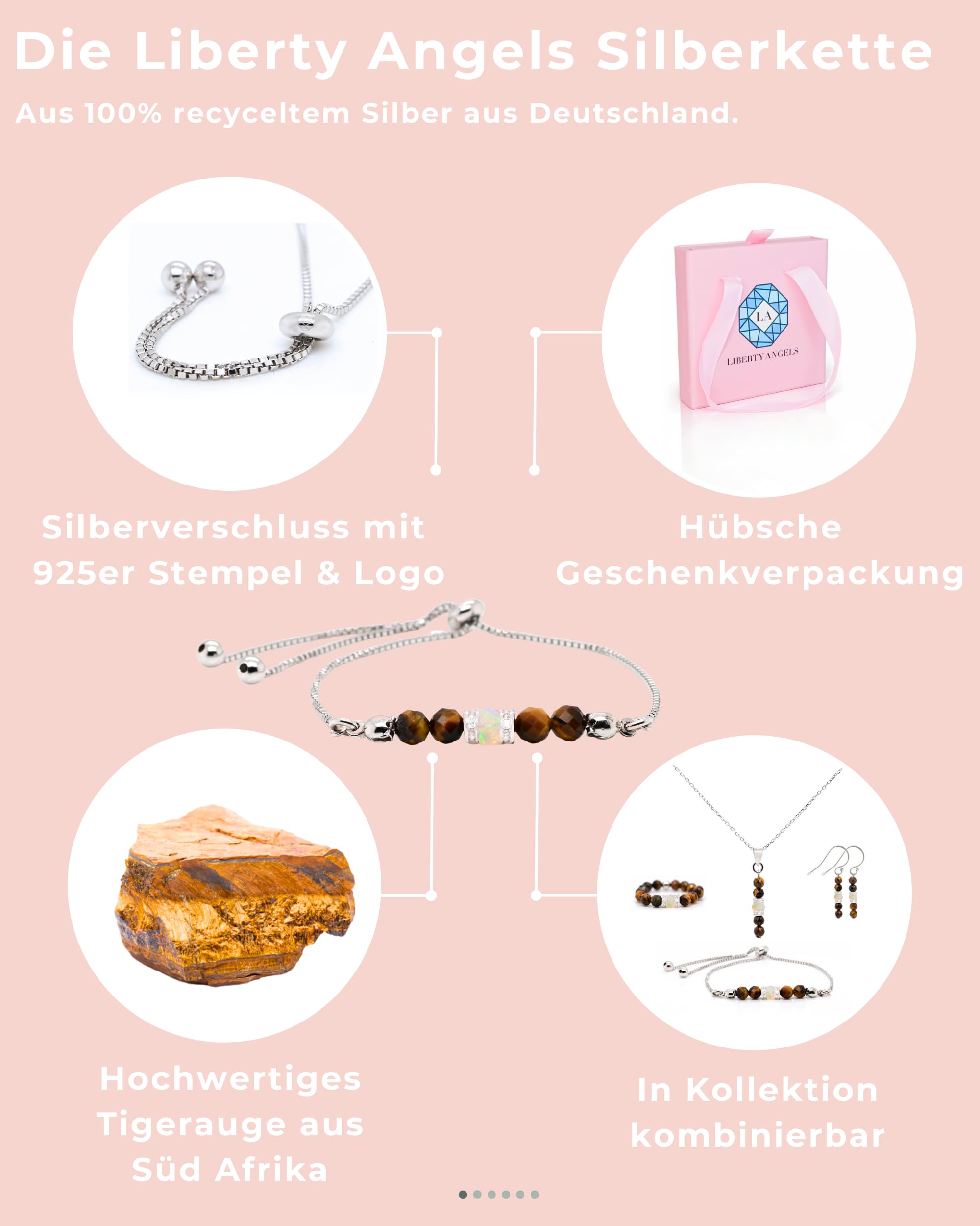 Opal Armband aus 925 Sterling Silber – Damen & Herren – Naturstein Perlenarmband mit Zugverschluss