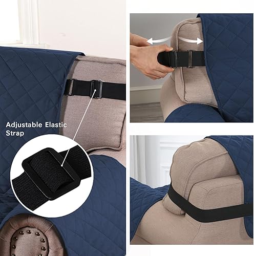 Miniatura 4 de H.VERSAILTEX Protector de sofá para perros, gatos y mascotas, protector de muebles acolchado con correa elástica antideslizante, resistente al agua,