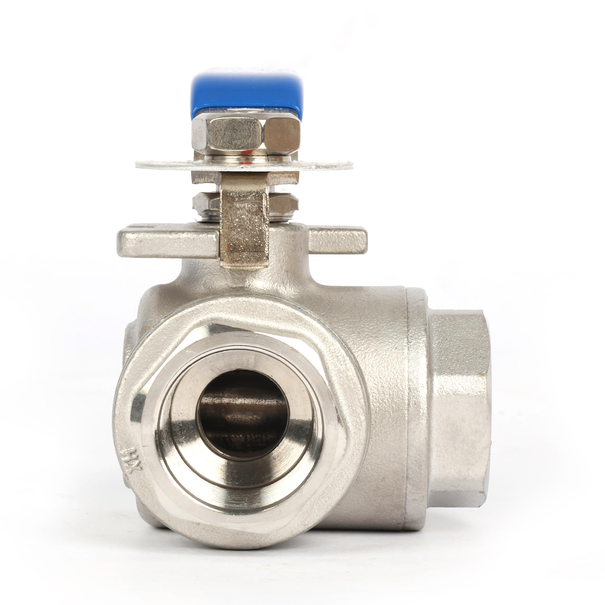 U.S. Solid Valvola a sfera 3 vie in acciaio inox 304 – 3/4" DN20, filettatura G, flusso a L, montaggio a cuscinetto