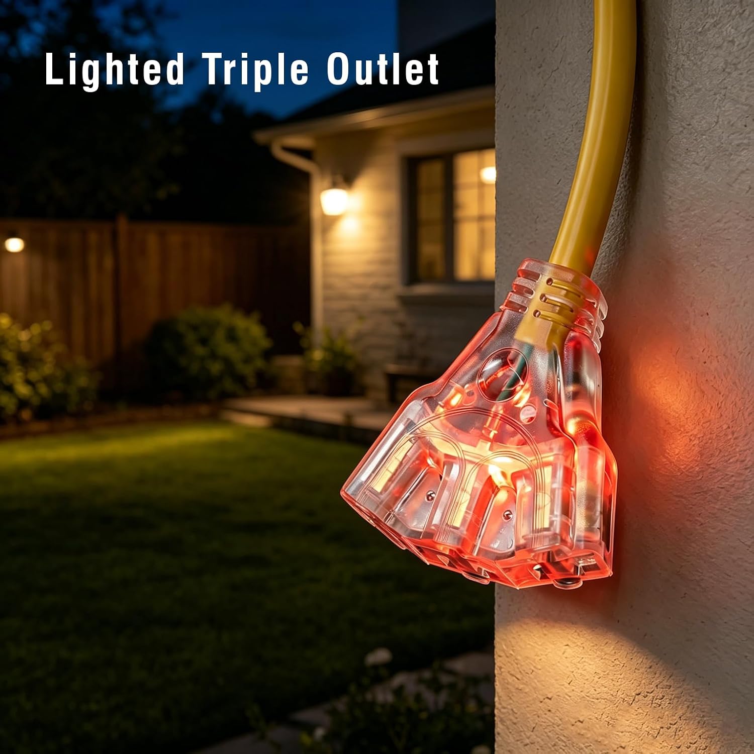 12-582 2ft. 12/3 SJTW Heavy Duty Extension Cord with Triple Tap Lighted End, Yellow thumbnail