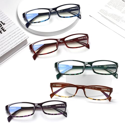 Miniatura 7 de Henotin - Paquete de 5 lentes de lectura con filtro de luz azul, antifatiga visual, lentes de lectura para computadora para mujeres y hombres