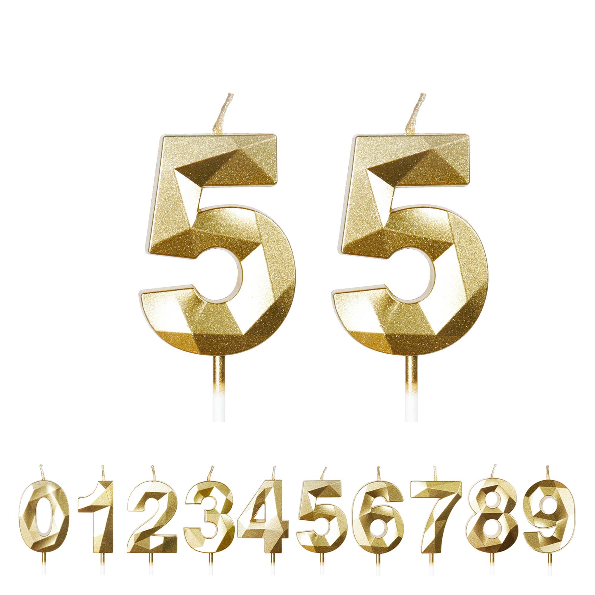 Fuzvol Gold Birthday Cake Candles, Number 55 Candle,Cake Topper Decorations