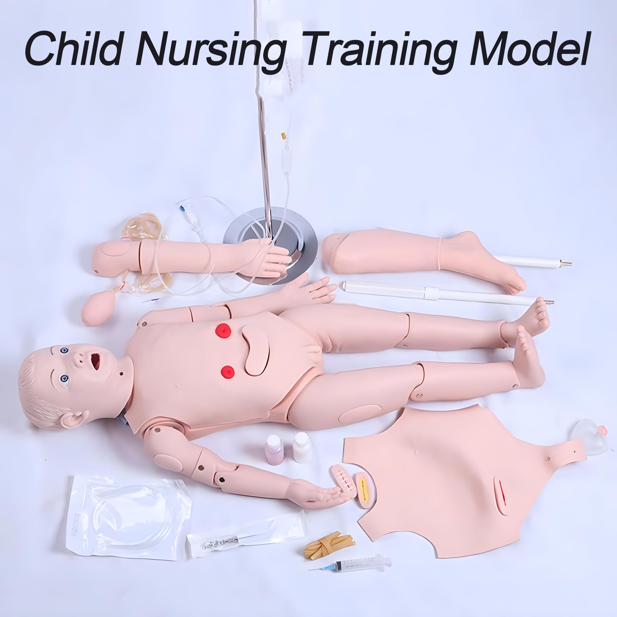 DRXRD Child Nursing Manikin 3ft Full Body Kid Care Model with Boys and Girls Interchangeable Skins for Nursing Medical Training Teaching Supplies Patient Care Skills Mannequin