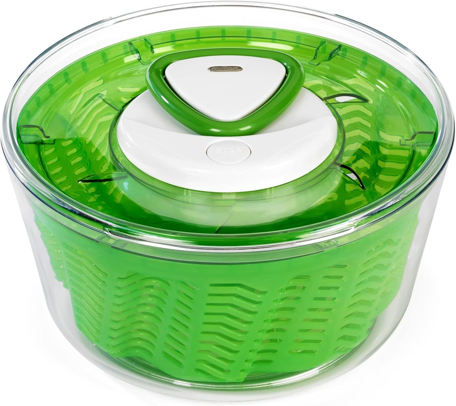 Zyliss Easy Spin 2 Salad Spinner, 3.5L, Plastic, Green, Unique AquaVent
