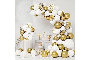 White and Gold Balloons Garland Arch Kit