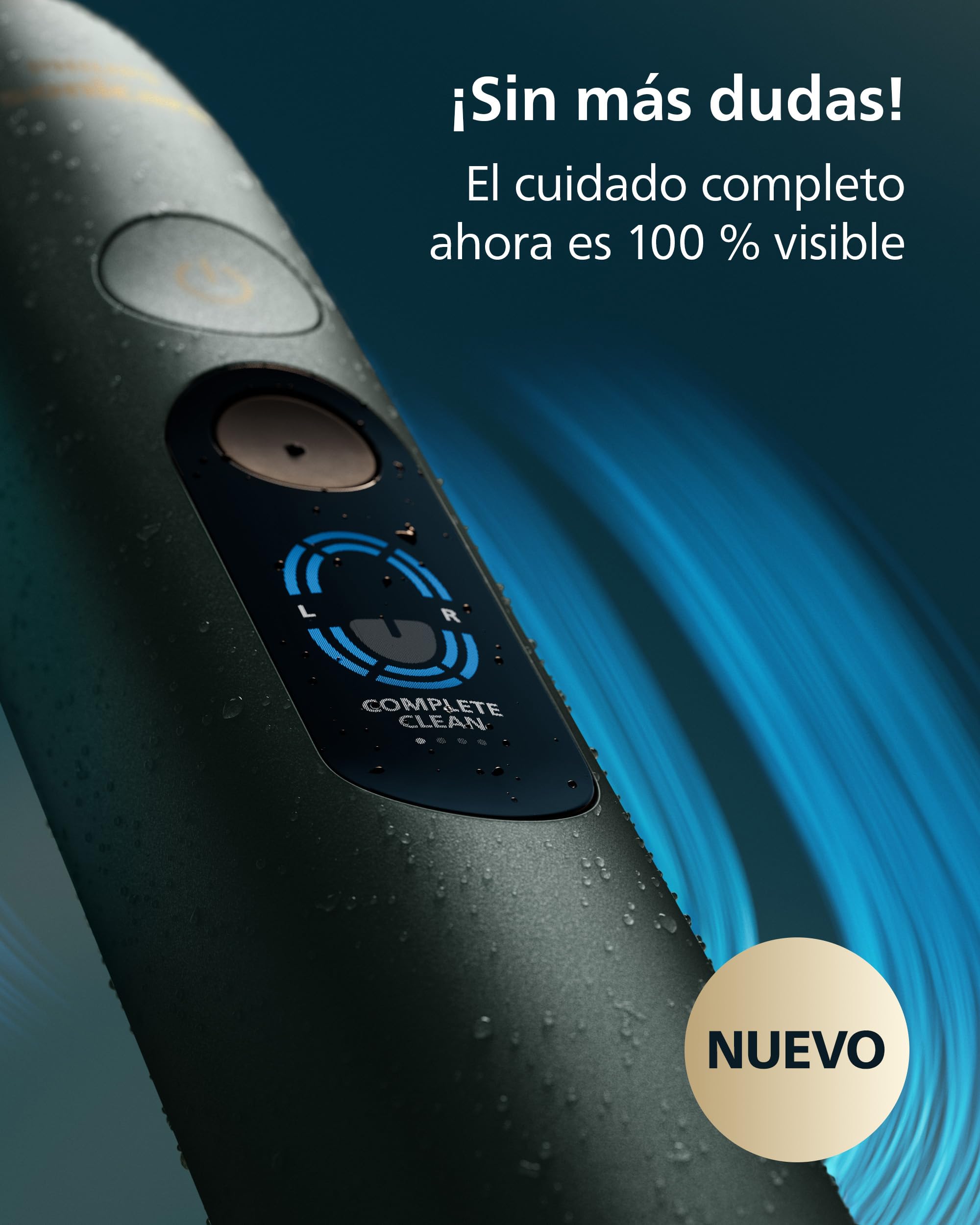 Philips Sonicare Next-Generation DiamondClean 9000 Cepillo de dientes eléctrico - con Smart Coverage Feedback, Smart Pressure Feedback y 21 ajustes, verde medianoche, HX9214/84