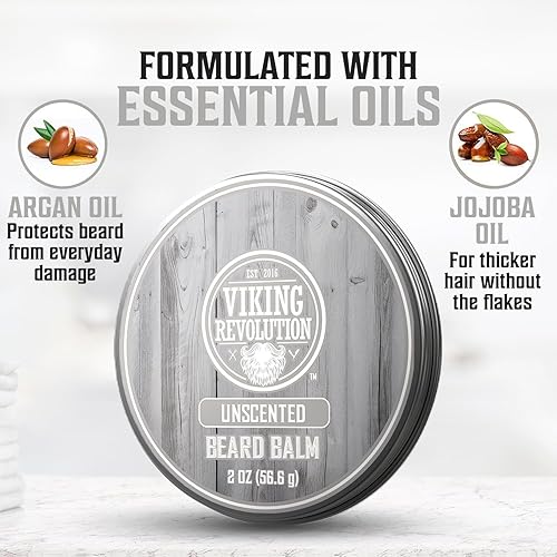 Vista 90 de BEST DEAL Bálsamo para barba con aceite de argán y mantequilla de mango, estiliza, fortalece y suaviza barbas y bigotes, aroma cítrico sin enjuague