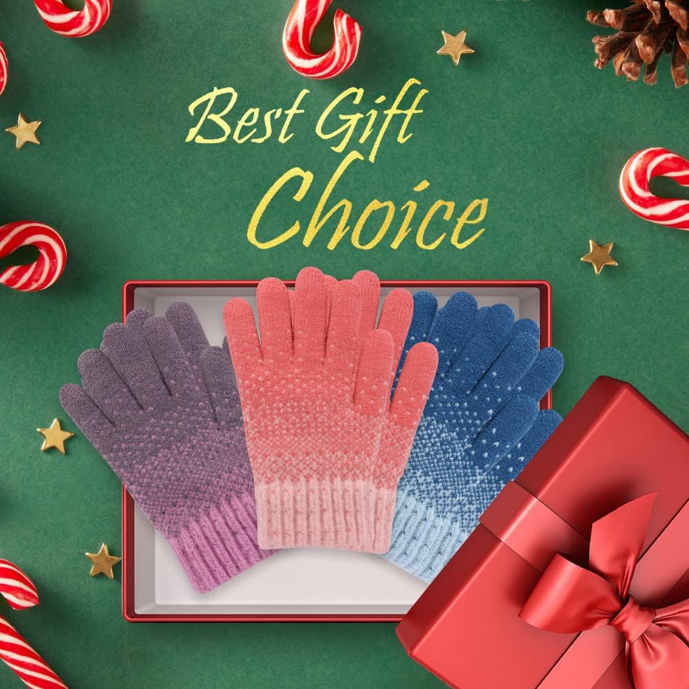ORVINNER Kids Winter Gloves for Boys Girls, 3 Pairs Children Warm Wool Lined Gloves Toddler Thermal Knitted Mittens - Image 7
