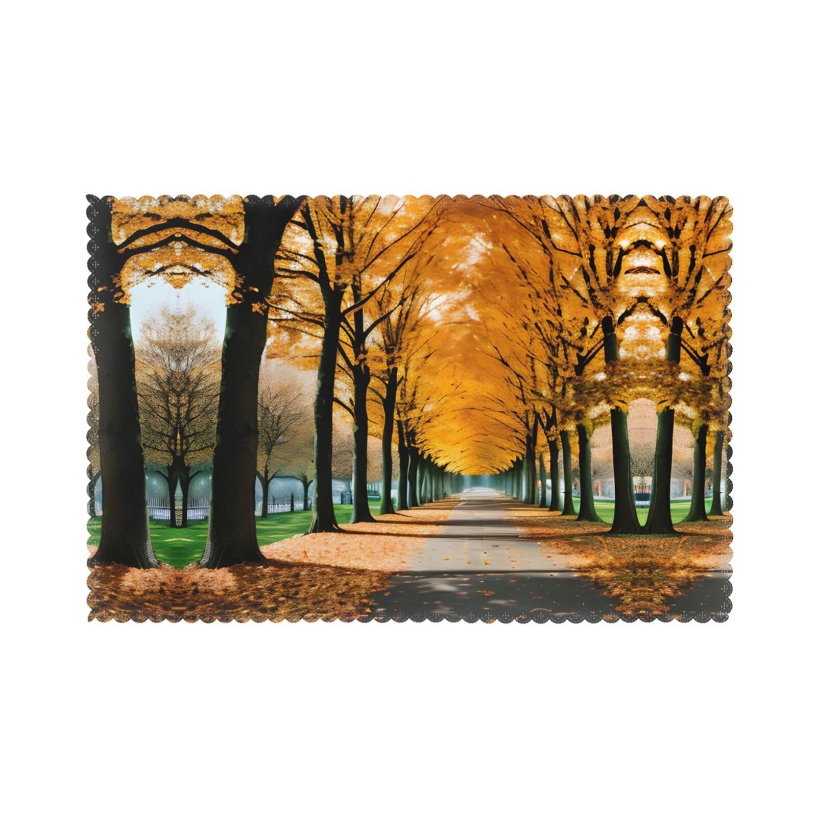 Autumn Leaves Christmas Placemats Set of 6,Washable Table Mats
