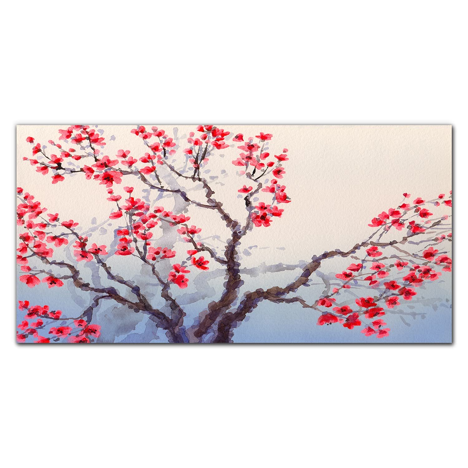 Coloray Pintura Vidrio Acrílico Cocina 100x50cm Mural Cuadro De Pared De Arte De Vidrio Acryl Sala De Estar - Ramas De Árboles De Flores